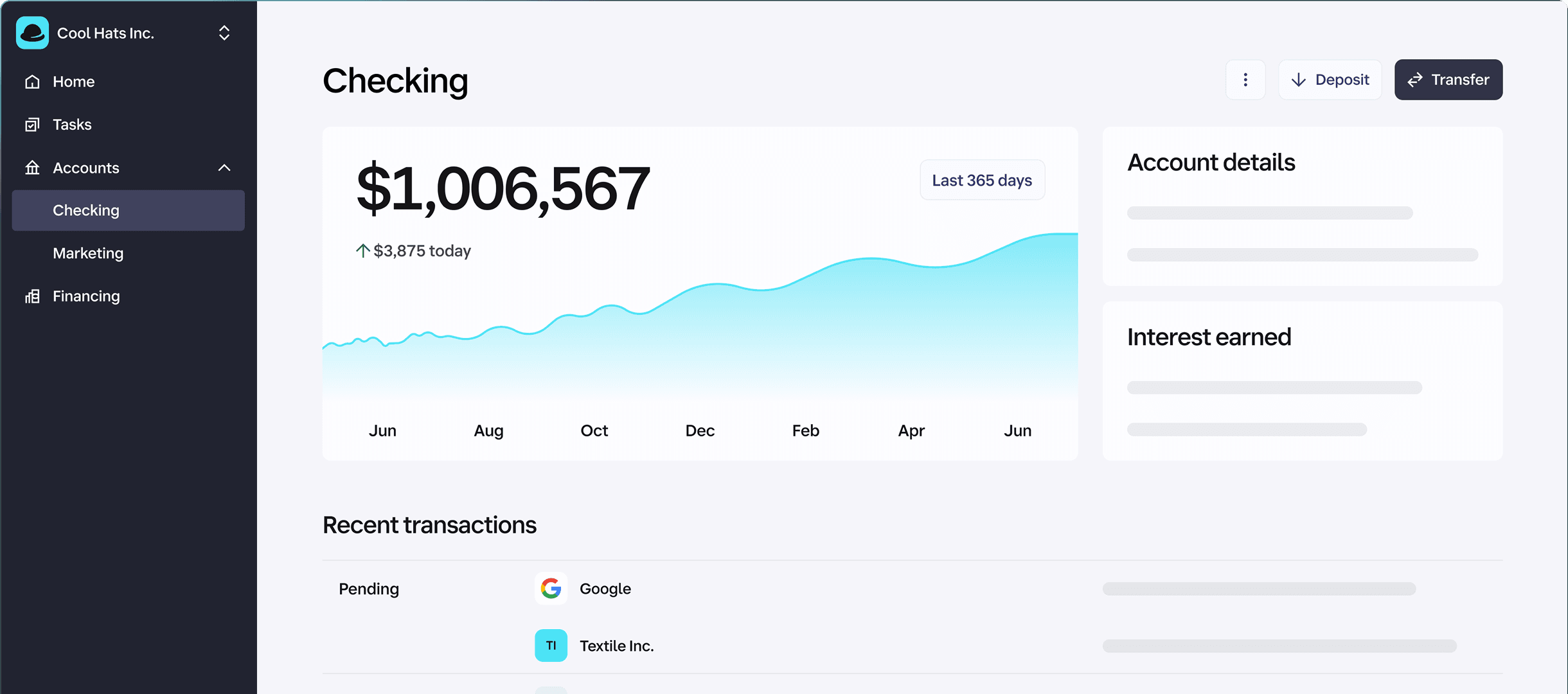 wayfkyer banking app dashboard